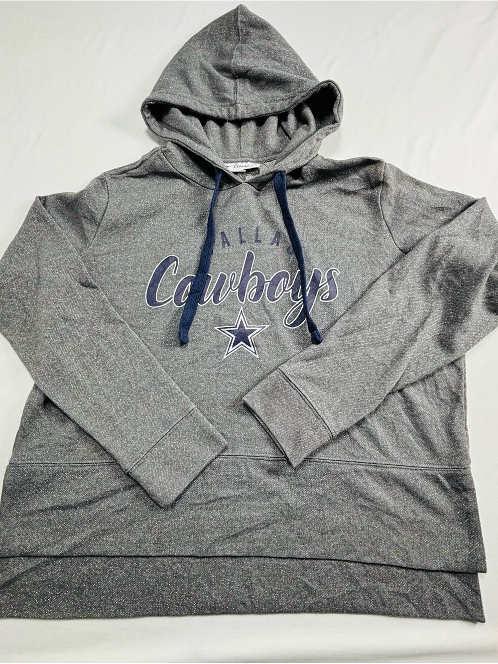NFL Dallas Cowboys Gray Hooded Sweatshirt with Navy Logo W635